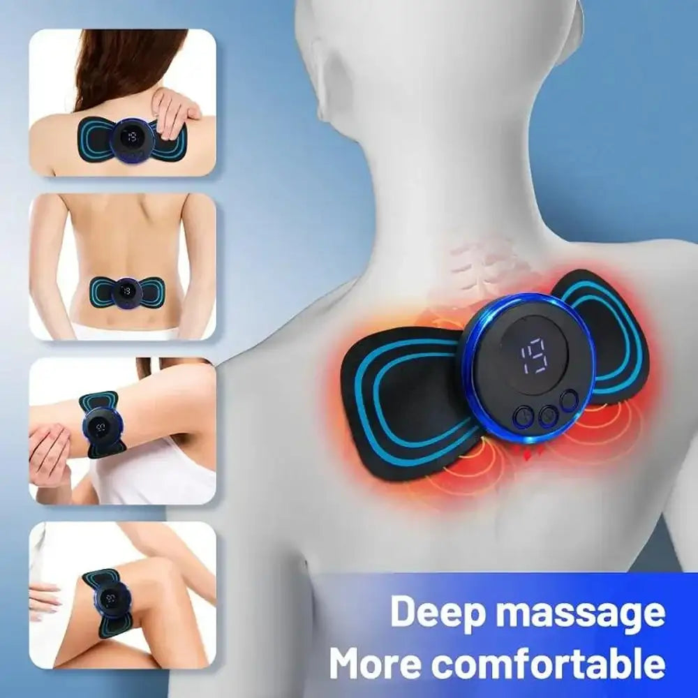 EMS Neck Massager Mini Neck Back Patch Stimulator Massager Pad Portable Gel Pad Sticker Ultra-Thin