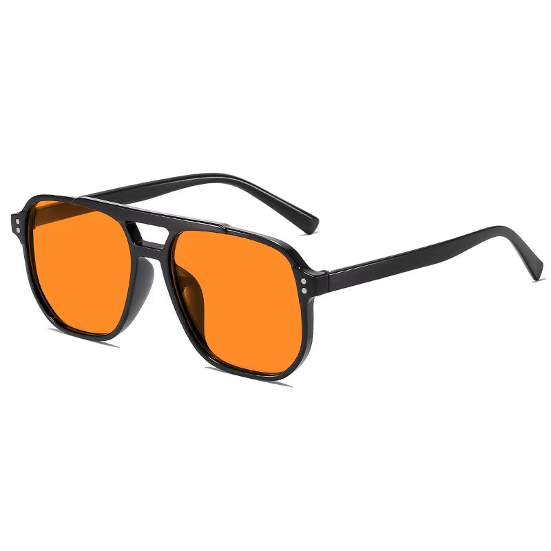 Women Men Square Sun Glasses Retro Polygon Sunglasses Female Black Vintage Fashion Ladies Oculos De Sol Double Beam Eyeglasses