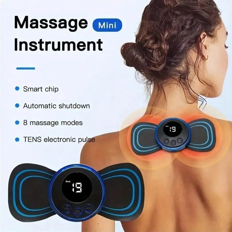 EMS Neck Massager Mini Neck Back Patch Stimulator Massager Pad Portable Gel Pad Sticker Ultra-Thin