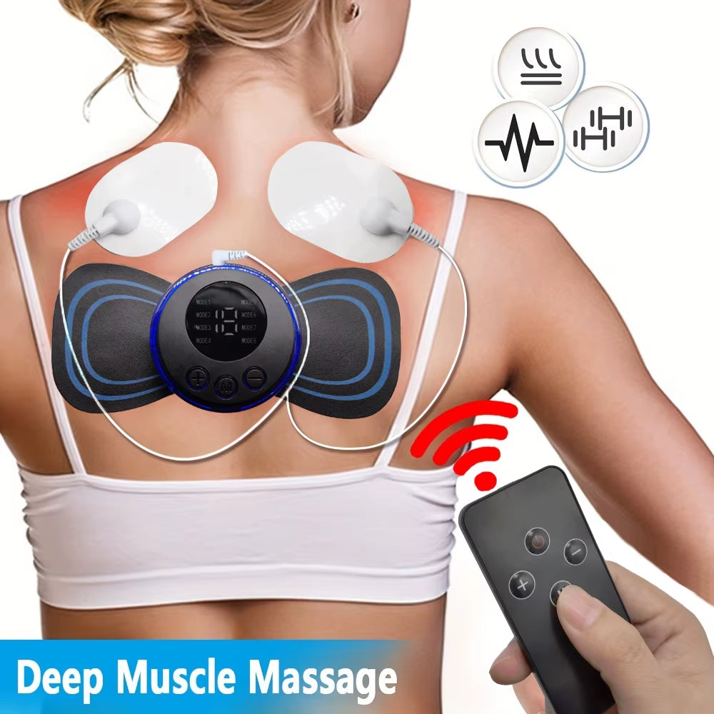 8 Modes Rechargeable Neck Massager with Remote Control EMS Low Frequency Pulse Massager for Muscle Relaxation Relief the Pain