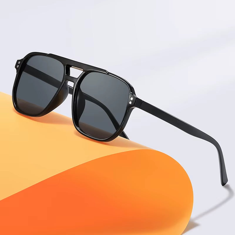 Women Men Square Sun Glasses Retro Polygon Sunglasses Female Black Vintage Fashion Ladies Oculos De Sol Double Beam Eyeglasses