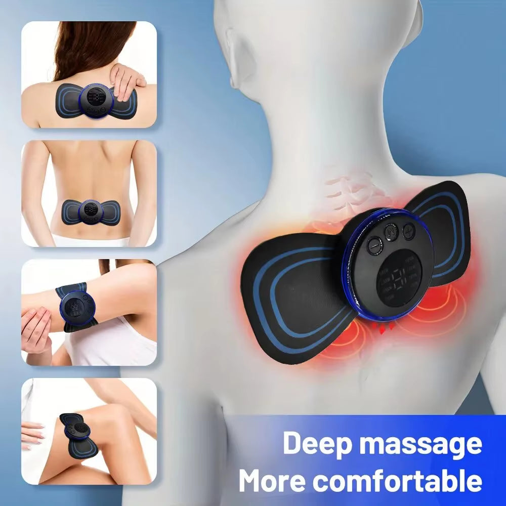 8 Modes Rechargeable Neck Massager with Remote Control EMS Low Frequency Pulse Massager for Muscle Relaxation Relief the Pain